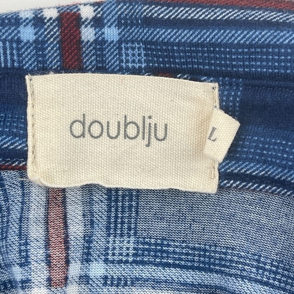 Doublju Button Up Shirt Womens Large Blue Plaid - Picture 2 of 8